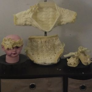 5pc. Sz 6mths Yellow Dress & Shrug Set! Made by KrEaTiVe KrOcHeTs By TW💛